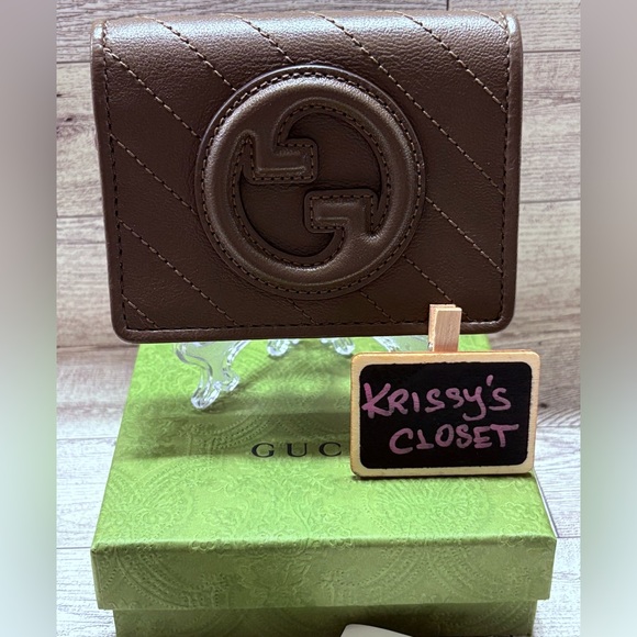 💯 Authentic GUCCI Blondie Card Case Wallet Brown New in Box - Picture 1 of 9